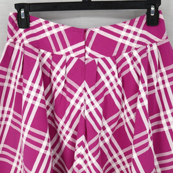 Paper Doll Skirt Juniors Large Pink White Plaid Pleated Lined Swing Rockabilly - Picture 8 of 11